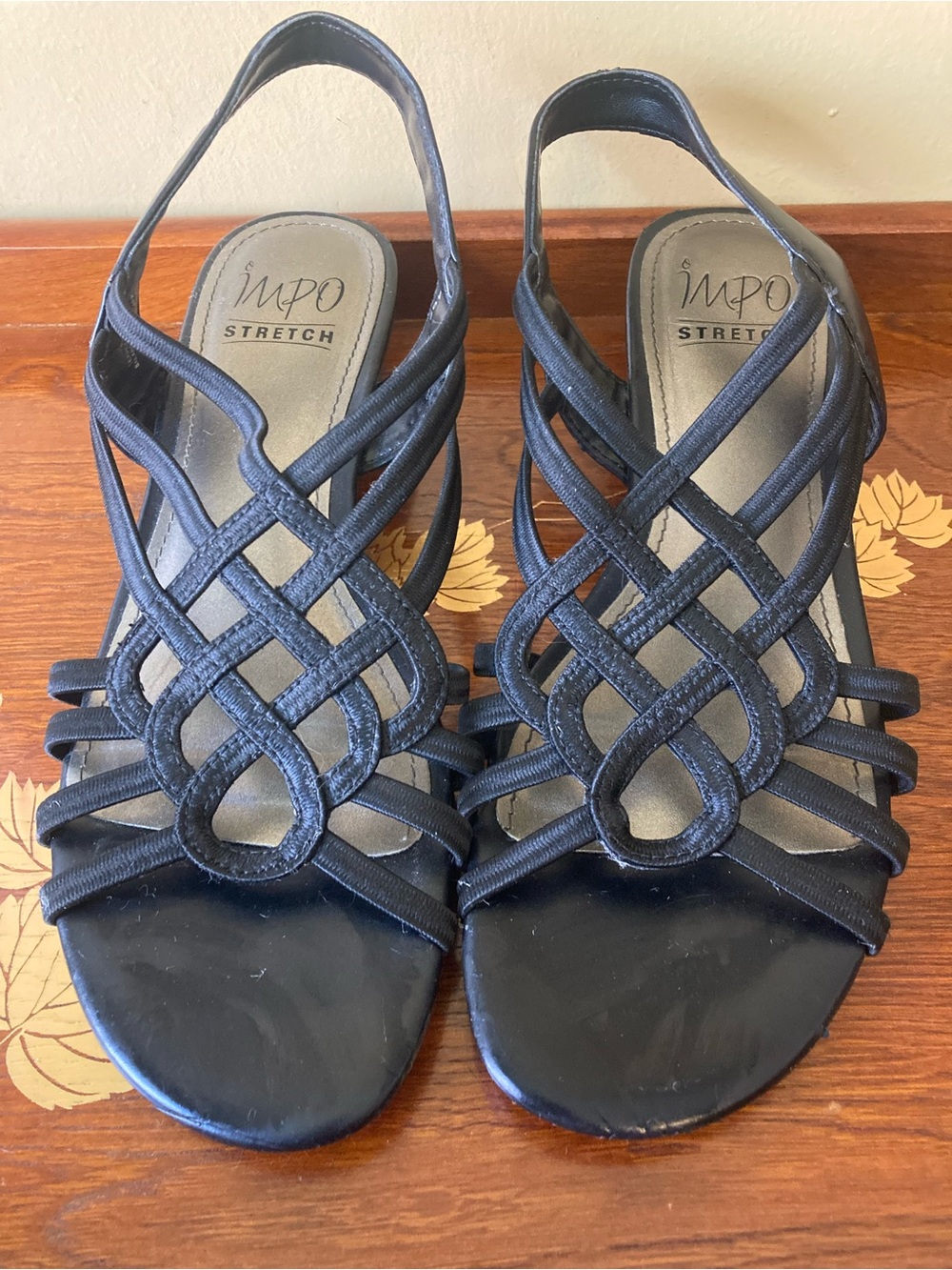 Impo Black Woven Strappy Slingback Sandals